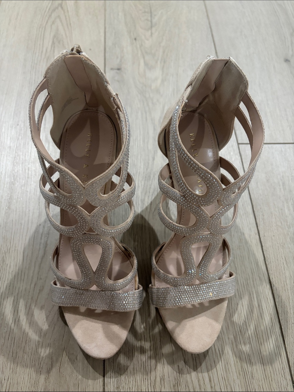 Kelly & Katie Blush Rhinestone Strappy High Heels